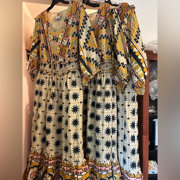 Farm Rio Natural Tropical Sunshine V-neck Maxi Dress 3X - Picture 15 of 16